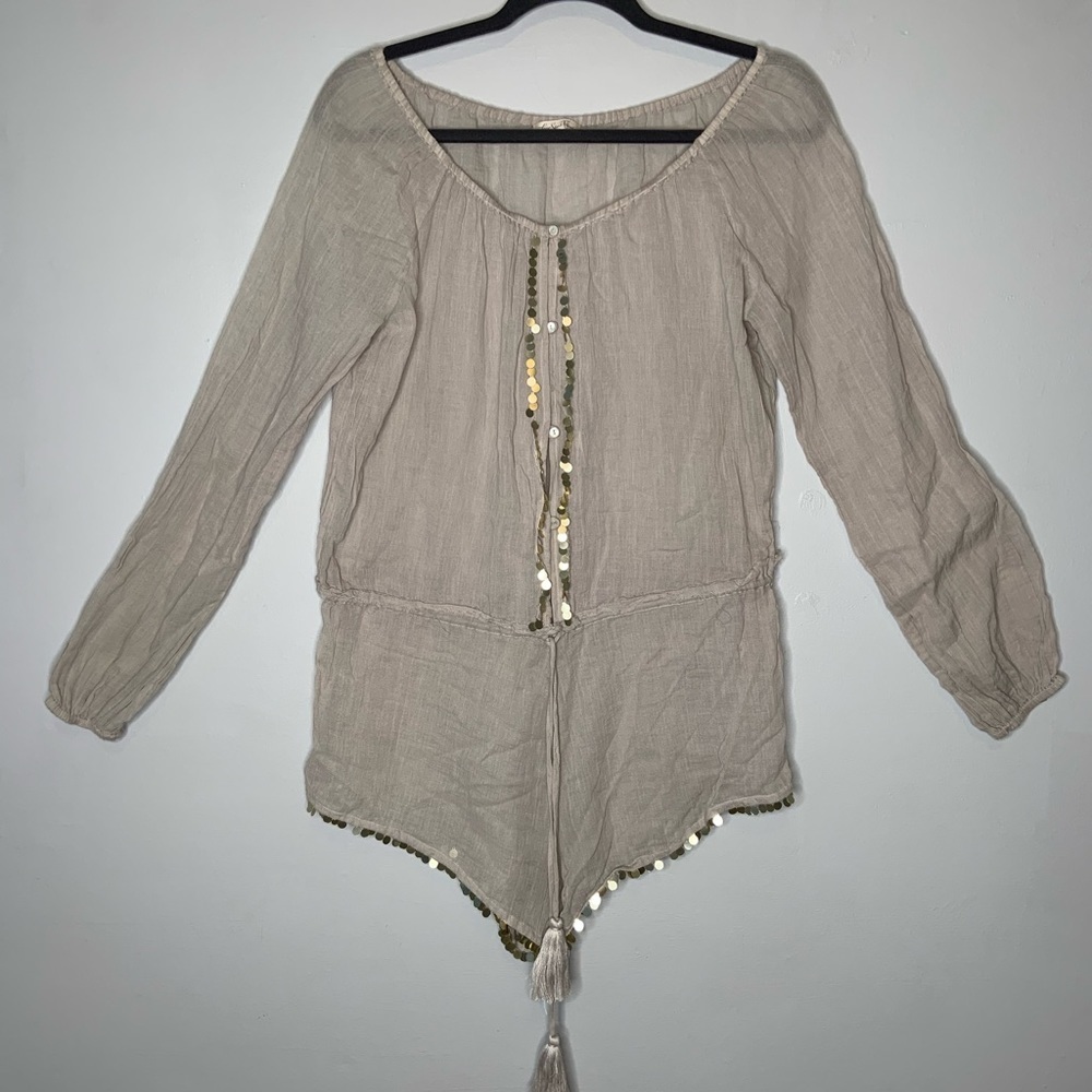 LoveShackFancy Grey Romper / swim cover